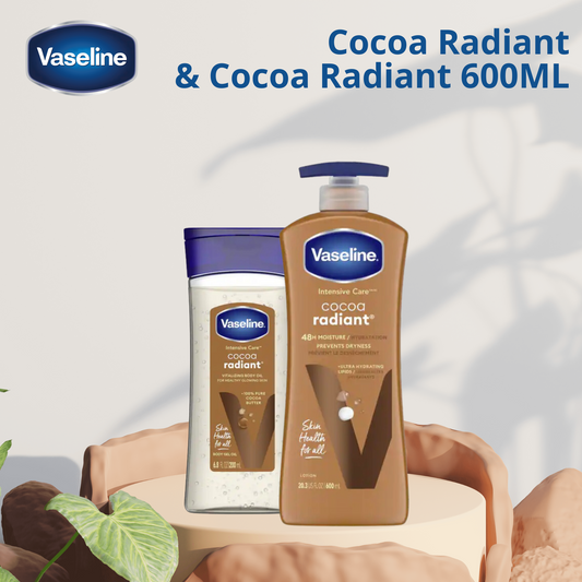Vaseline Cocoa Radiant Huile 200ML + Lotion cocoa Radiant 600ML